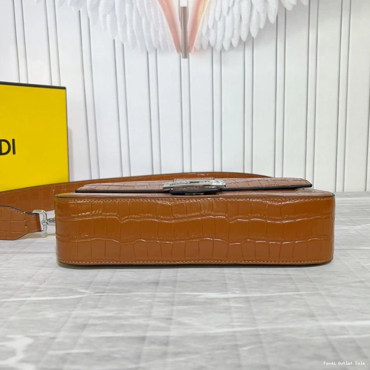 Affordable Medium Crocodile Brown Baguette Fendi Bag Leather Tiffany In 0712